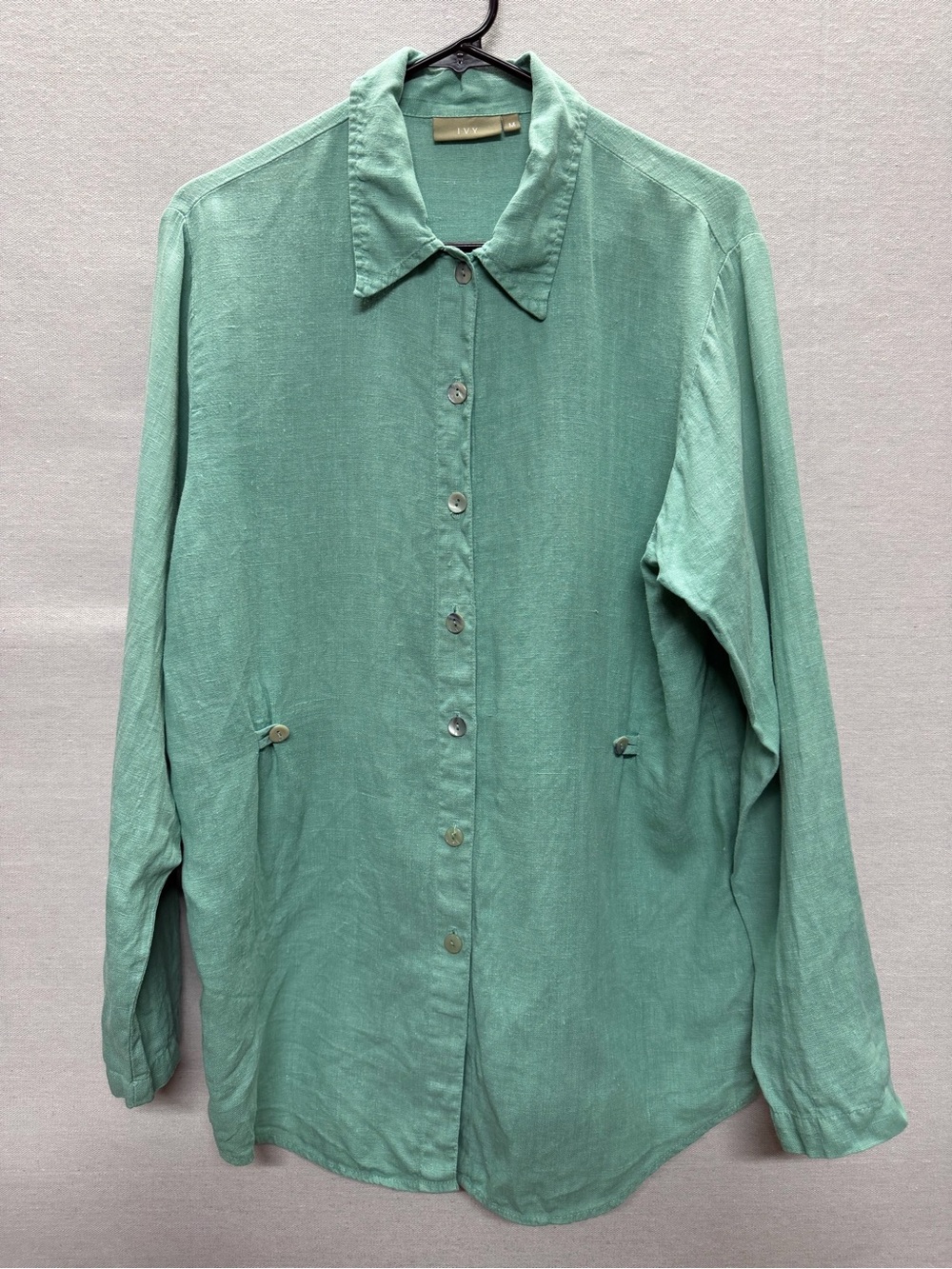 Ivy Button Up Oversized 100% Linen Shirt - size M